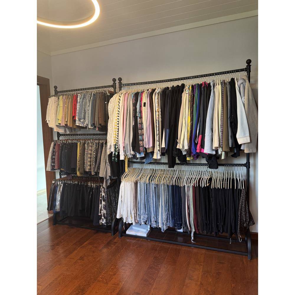 铁艺服装店挂衣展示架双层婚纱架可调节落地式三层童装男女装货架