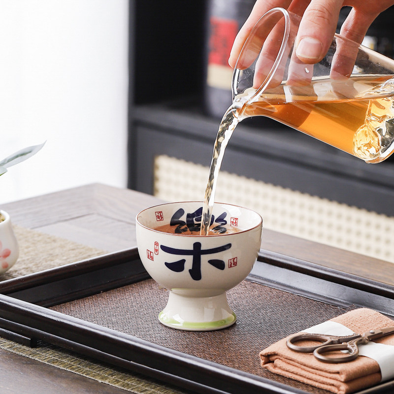 日式陶瓷茶杯单个装书法字画茶盏品茶功夫茶具设计感主人杯,餐饮具,茶杯,淘宝优惠券,粉丝福利购,淘宝优惠卷