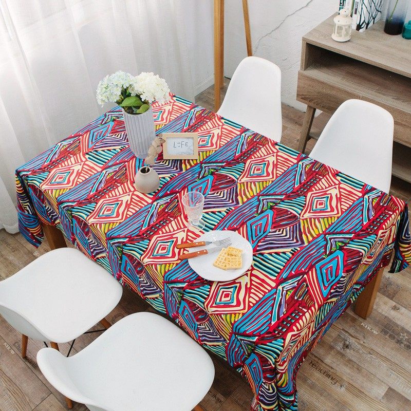 地中海酒吧咖啡厅复古东南亚民族风餐桌布布艺棉麻茶几布台布盖布