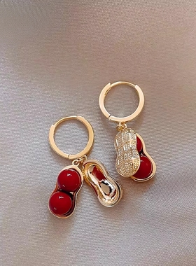 法国Last Kiss好事花生巨好看红色耳坠2025新款爆款新年耳饰女款