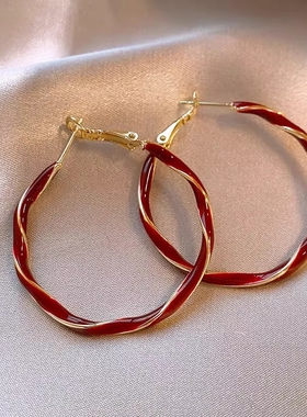 法国Last Kiss红色圈圈耳环2025新款爆款高级感复古女本命年耳饰