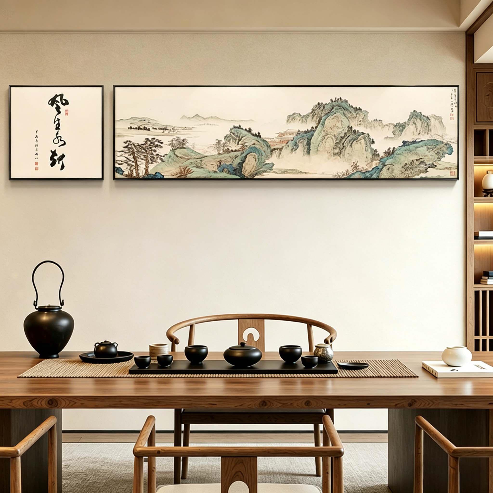 风生水起字画新中式茶室装饰画客厅沙发背景墙办公室挂画书房壁画