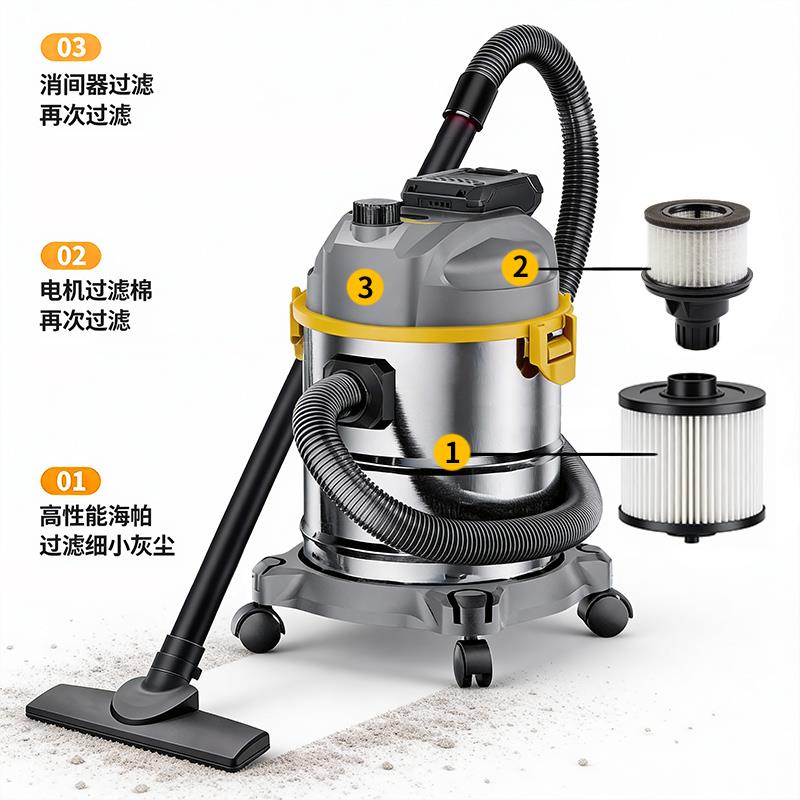 博赫尔充电式无线吸尘器家用大吸力 装修美缝商用工厂工业吸尘机