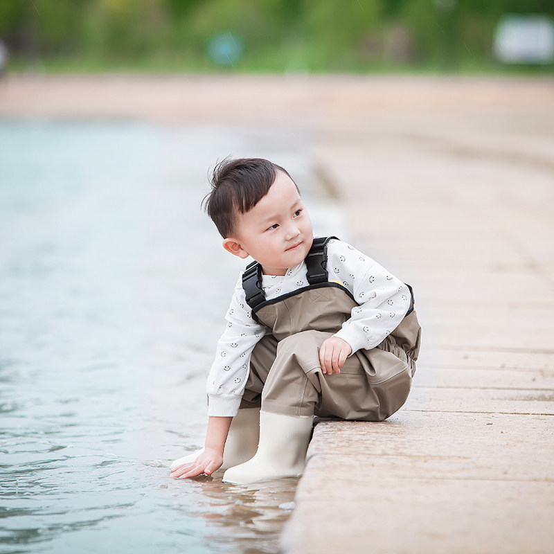 儿童下水裤玩水服连体涉水裤幼儿园背带防水裤沙滩裤摸鱼赶海装备