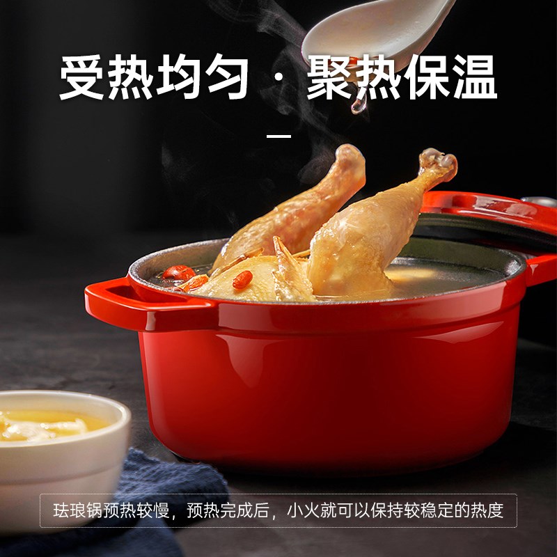 珐琅锅铸铁锅家用炖锅炖盅砂锅汤锅焖烧锅不粘锅电磁炉煮锅