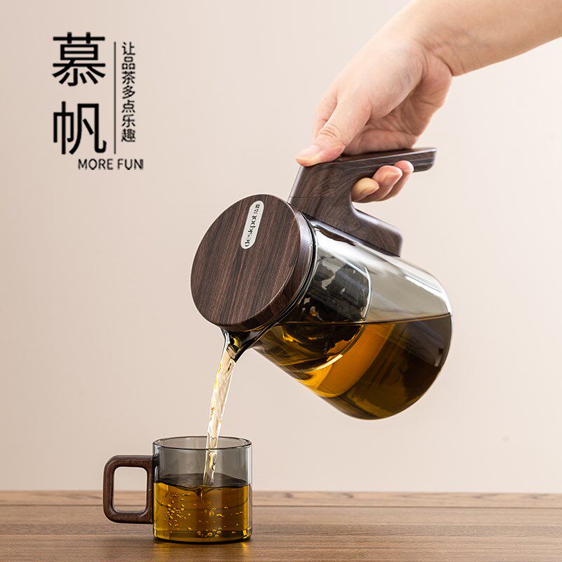 新款磁吸飘逸杯大容量泡茶壶茶水分离杯一键过滤全玻璃内胆懒人泡