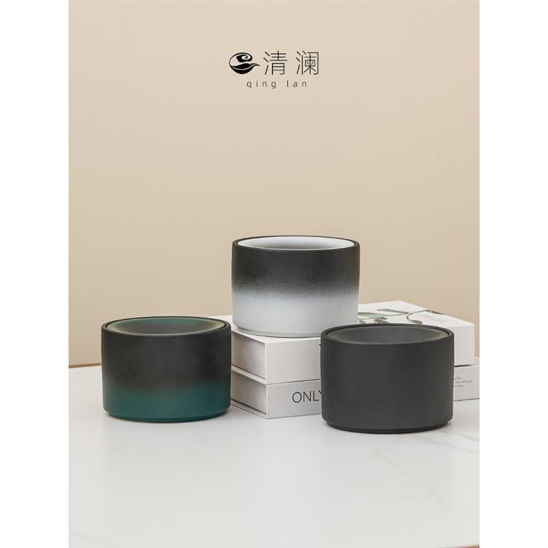 清澜粗陶漏斗式菸灰缸带盖子防飞灰家用客厅高级感轻奢创意个性菸