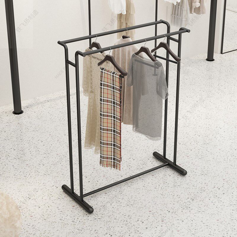 铁艺服装店展示架中岛双排橱窗衣服架子女装双杠中间陈列挂衣货架