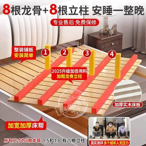 板式床现代简约1.8m双人床主卧1.5米单人床1.2米出租房经济实木床