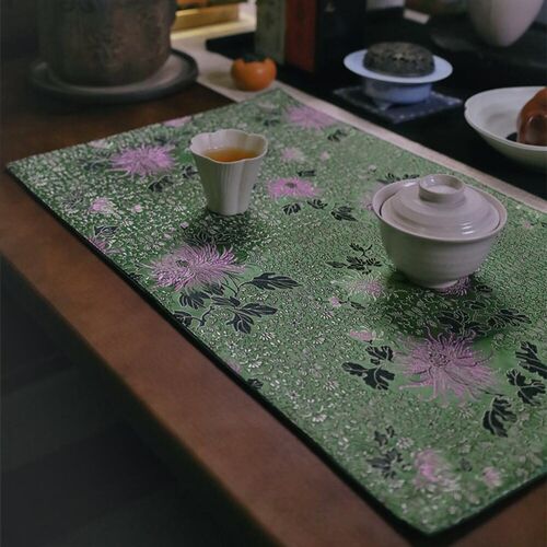 高端轻奢织锦茶席蜀锦茶垫子复古干泡垫文艺桌旗桌垫干泡布小茶旗