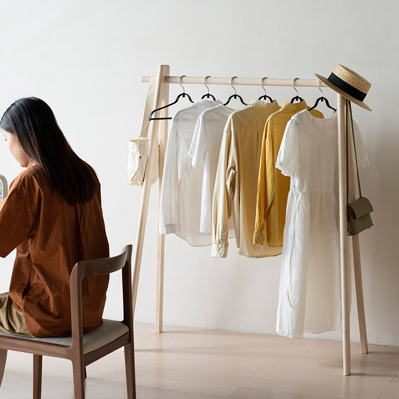办公室挂衣架简易简约实木服装店衣帽架床头床边小型落地衣架