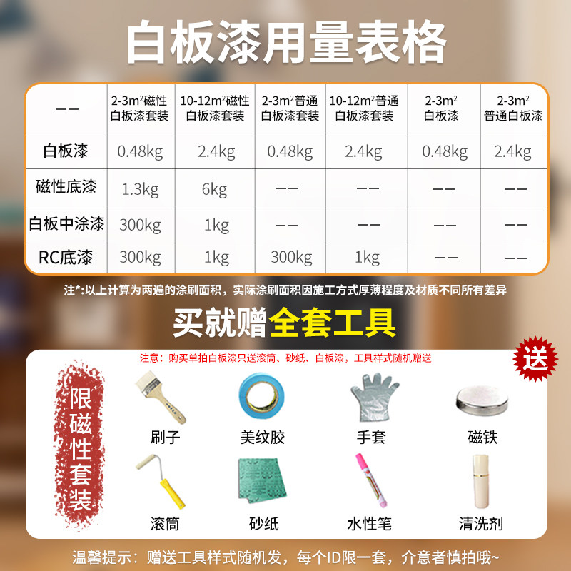 水性白板漆儿童涂鸦墙面漆磁性画板书写幼儿园家用磁力白色乳胶漆