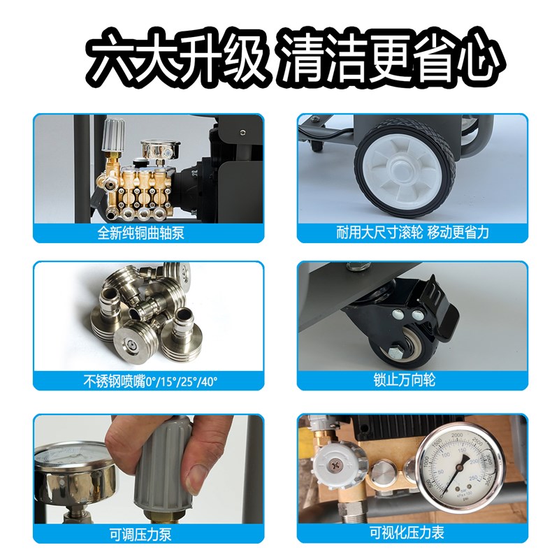 航工高压商用曲轴泵洗车机大压力洗车机自吸两用220V大功率清洗机