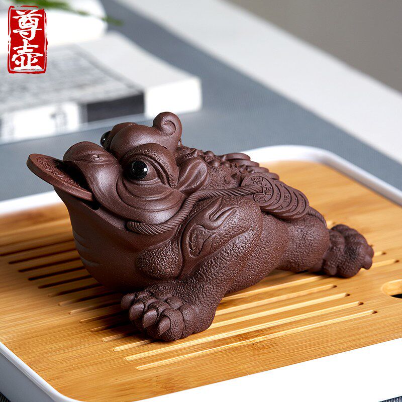 紫砂茶宠金蟾精品可养金蝉茶艺茶桌茶具茶盘蟾蜍摆件茶玩功夫茶道