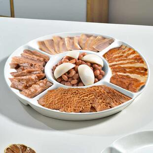 盘子陶瓷酒店餐具特色卤味拼盘五果盘创意拼盘五格盘子圆形水果盘