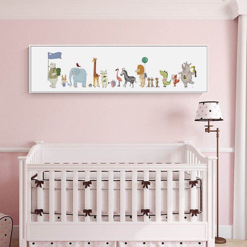 儿童房装饰画横幅女孩可爱卡通动物男孩卧室床头挂画小孩房间壁画,家居饰品,现代装饰画,淘宝优惠券,粉丝福利购,淘宝优惠卷
