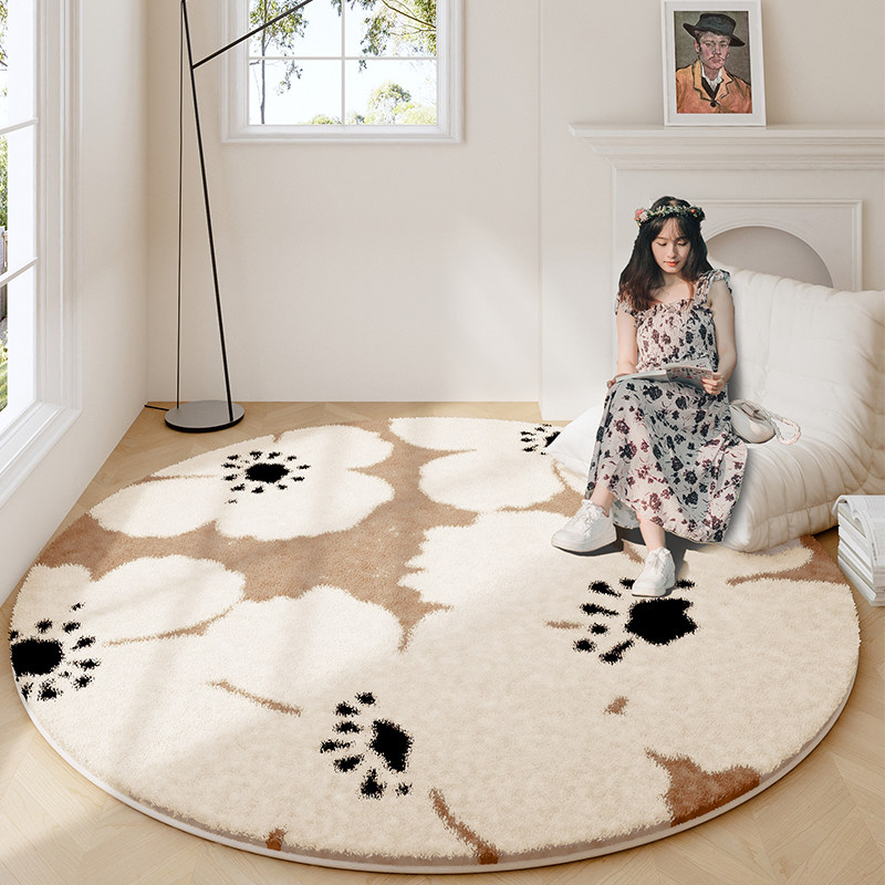 奶油风圆形地毯加厚高级感客厅茶几卧室床边衣帽间梳妆台椅子地垫,居家布艺,地毯,淘宝优惠券,粉丝福利购,淘宝优惠卷