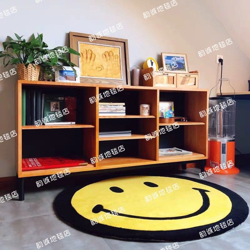 卡通表情笑脸圆形地毯装饰客厅茶几卧室书房床尾床边手工定制地毯,居家布艺,地毯,淘宝优惠券,粉丝福利购,淘宝优惠卷