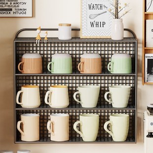 杯架餐桌置物架多层零食收纳架桌面收纳架可壁挂可台面水杯沥水架
