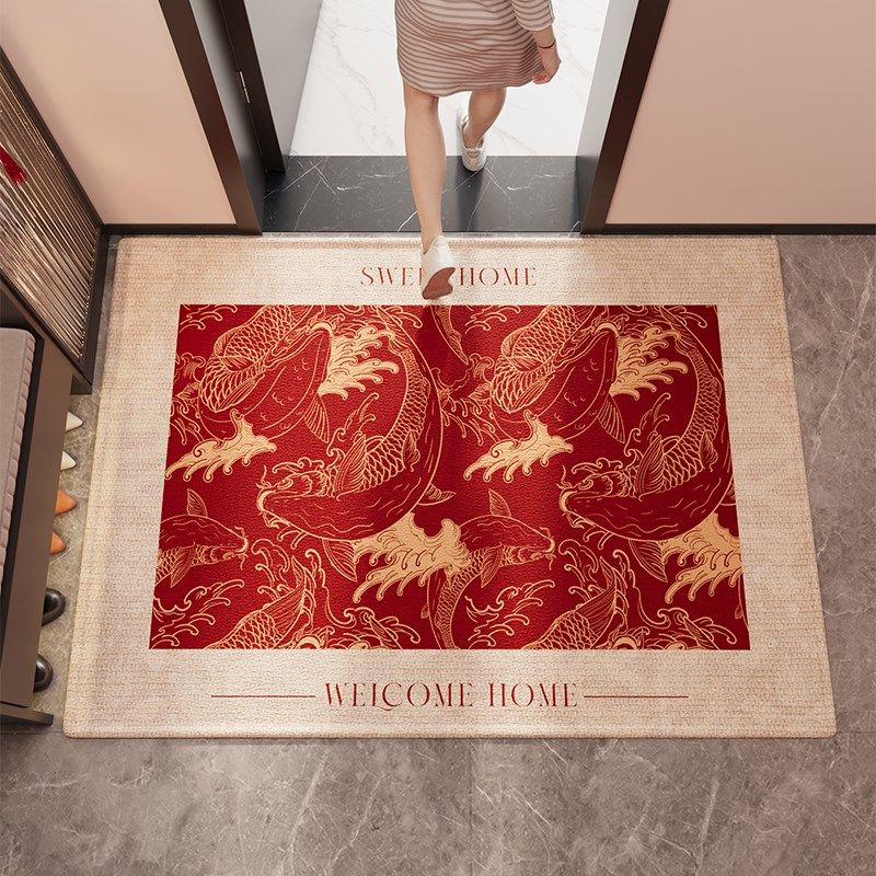 红色蛇年入户门垫新年玄关耐脏除尘耐磨地毯防滑地垫喜庆进门脚垫,居家布艺,入户地垫,淘宝优惠券,粉丝福利购,淘宝优惠卷