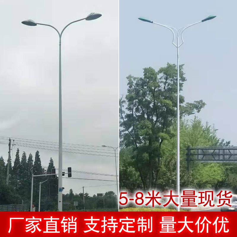 太阳能双头路灯户外挑臂6/7/8/10米户外新农村led220v防爆路灯杆