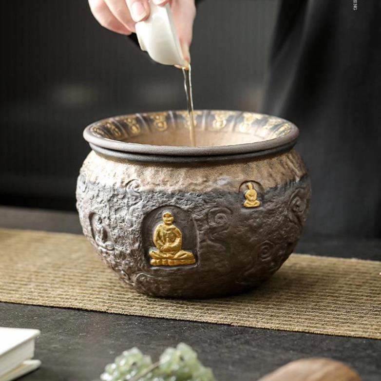 皇家老岩泥敦煌建水茶洗手作茶孟水孟笔洗茶渣缸大号高档茶具配件