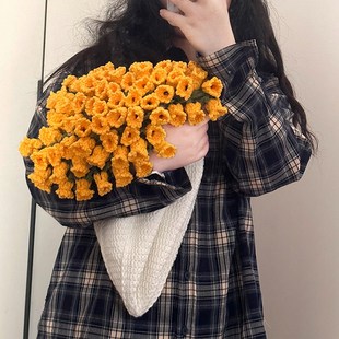 铃兰花束毯子编织材料包diy手工毛毯钩针钩织毛线花朵手捧花玫瑰