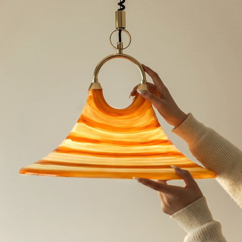 中古设计师可伸缩喇叭吊灯餐厅灯书房有机玻璃亚克力双头复古条纹,家装灯饰光源,餐厅吊灯,淘宝优惠券,粉丝福利购,淘宝优惠卷