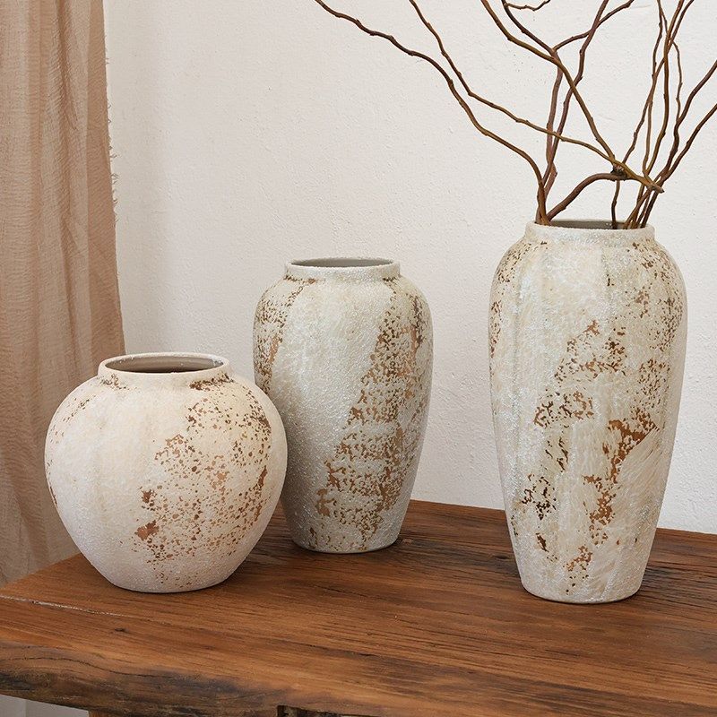 复古中式斑驳花瓶摆件客厅插花干花陶瓷轻奢侘寂风禅意高级感陶罐,家居饰品,花瓶,淘宝优惠券,粉丝福利购,淘宝优惠卷