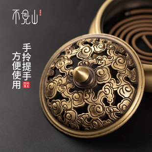 禅意纯铜香炉家用室内供奉盘香炉书房茶室香薰炉家居祥云三足香炉