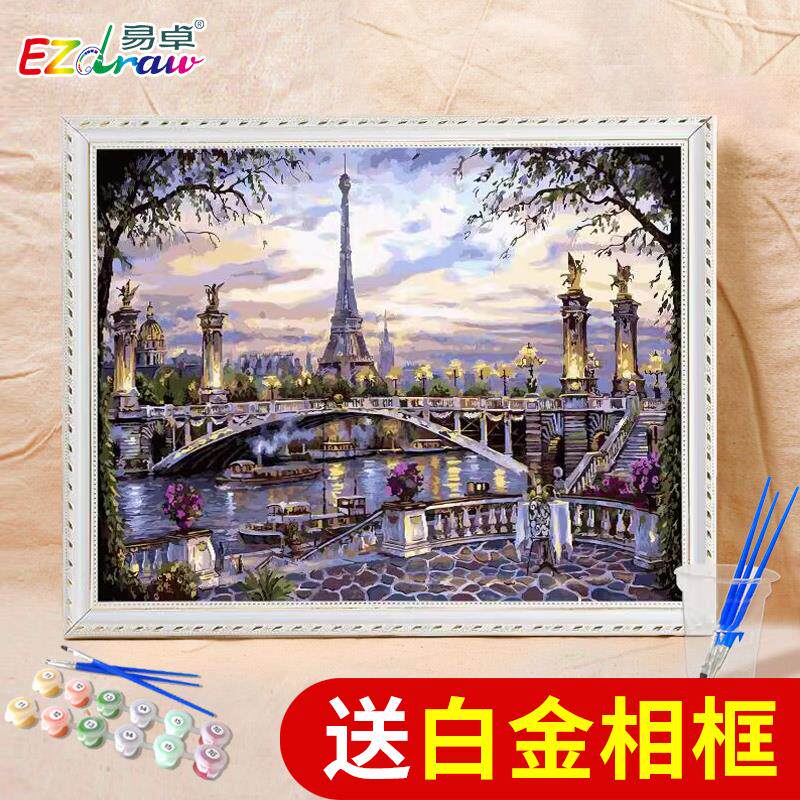 A6L易卓 diy数字油画风景挂画手绘画画填充涂色手工油彩画填色装