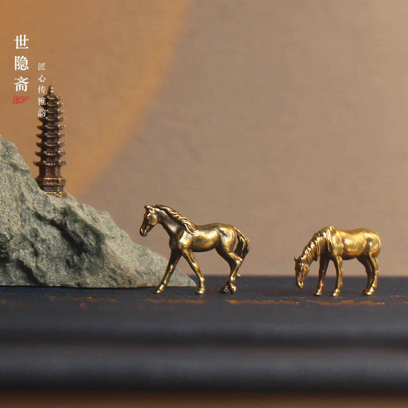 BK9K微缩骏马摆件微景观仿真动物迷你小马奇石盆景假山沙盘枯
