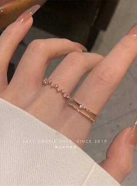 韩版开口可调节女生ins轻奢高级感精致锆石食指戒指小众设计饰品