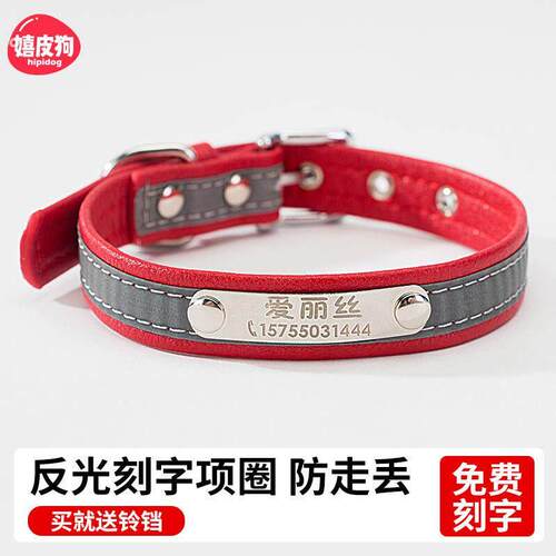 狗狗刻字项圈猫咪铃铛颈圈小型犬脖圈吊牌小狗猫咪定制宠物用品