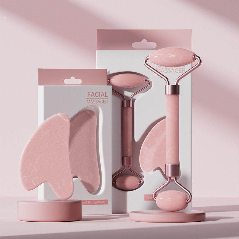 脸部按摩器玉石滚轮仪女面部提拉紧致玉推V脸神器美容拨筋刮痧板