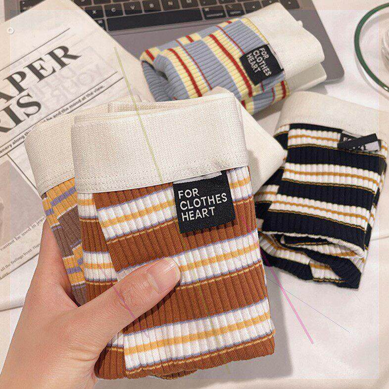 男士内裤纯棉四角裤衩条纹可爱简约潮流男生韩版舒适柔软四角短裤