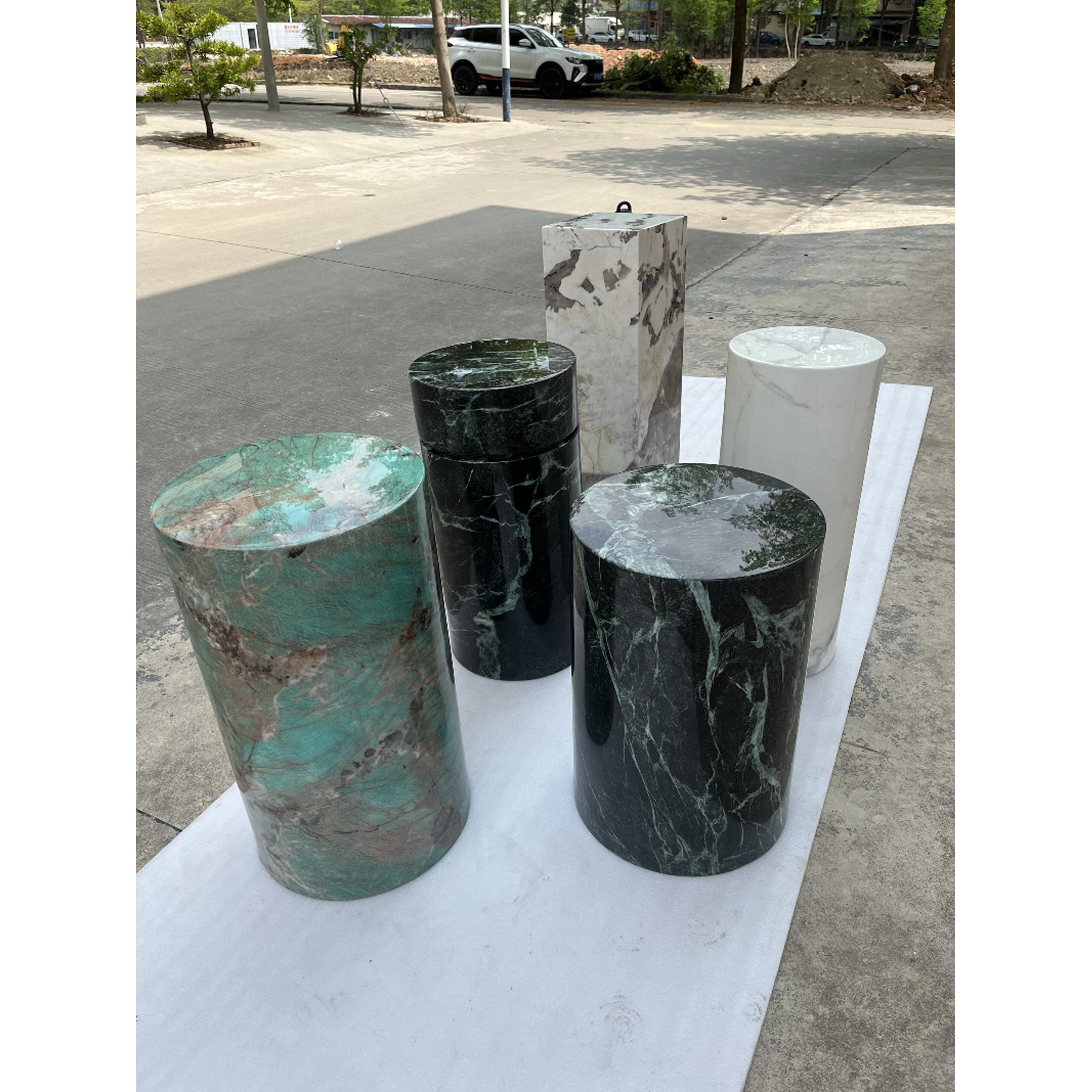 大理石圆柱底座客厅石材立柱墩子玄关圆形展示台装饰摆件雕塑花架