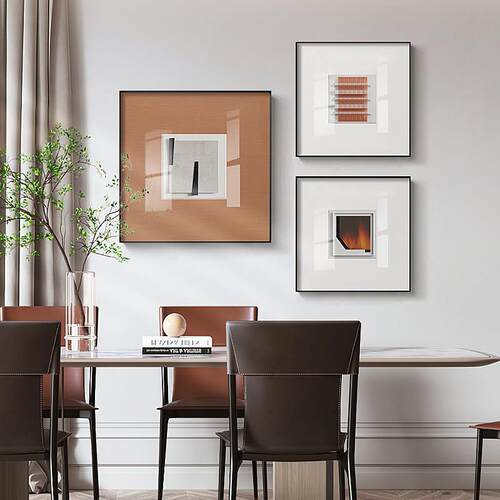 现代简约抽象几何装饰画客厅轻奢风组合挂画餐厅高级感正方形壁画