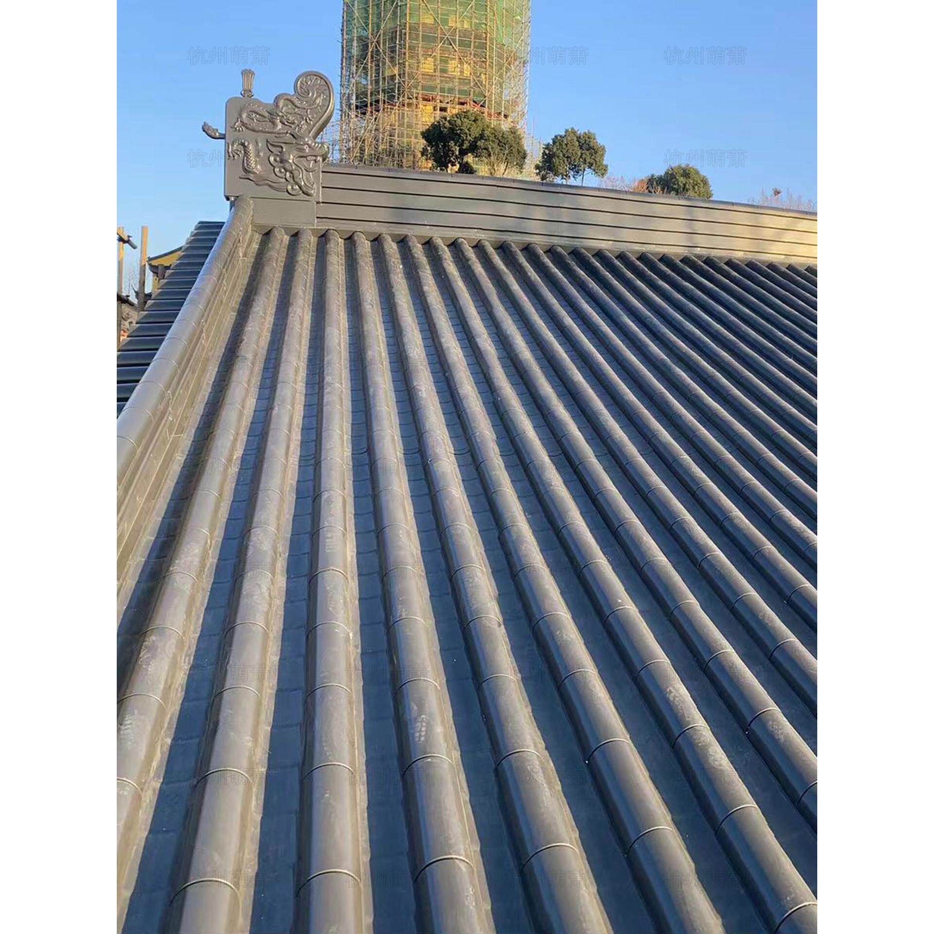 古建屋面铝合金筒瓦铝制彷古瓦氟碳漆金属琉璃瓦寺院铝镁锰小青瓦
