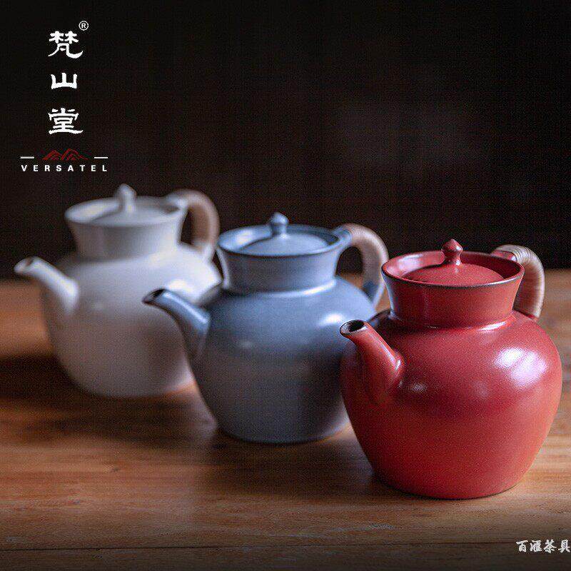 梵山堂陶壶老岩泥福融水注侧把烧水壶陶瓷煮茶器仿宋执壶功夫茶具