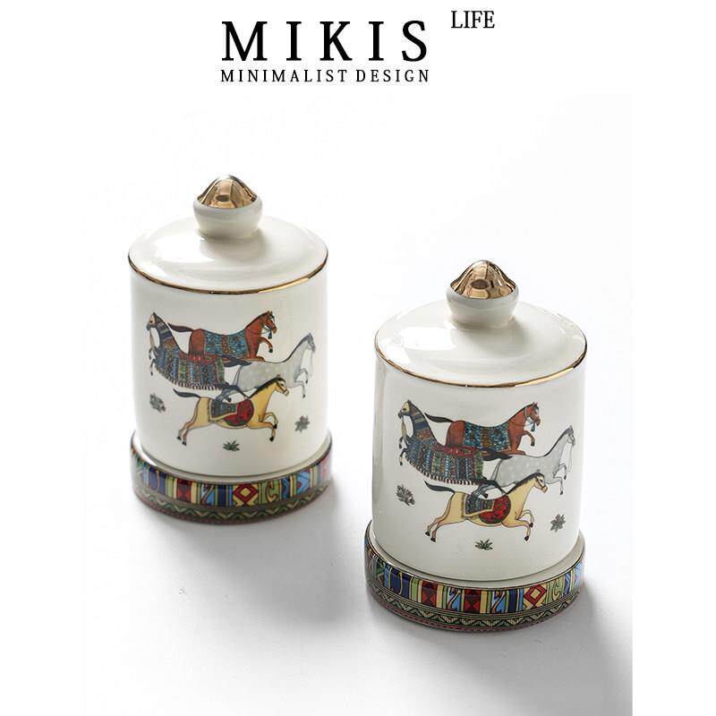 丹麦mikis 马到成功创意陶瓷牙签筒家用客厅桌面收纳罐棉棒牙线盒