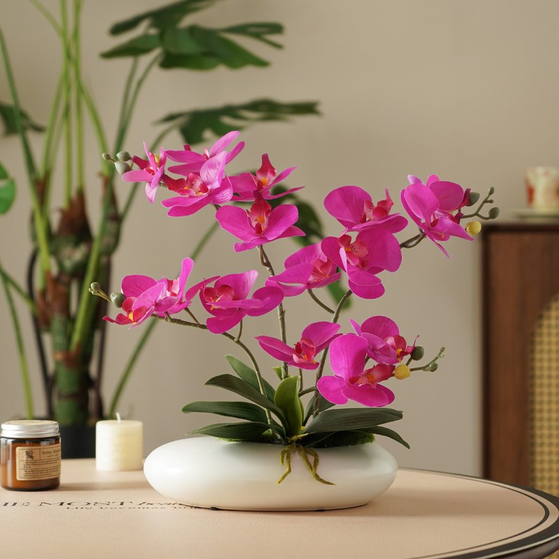 高档仿真蝴蝶兰假花客厅餐桌装饰摆件插花艺套装绢花轻奢高端