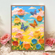 春日来信数字油画diy填充涂色手绘解压蝴蝶风景丙烯油彩画装 饰画