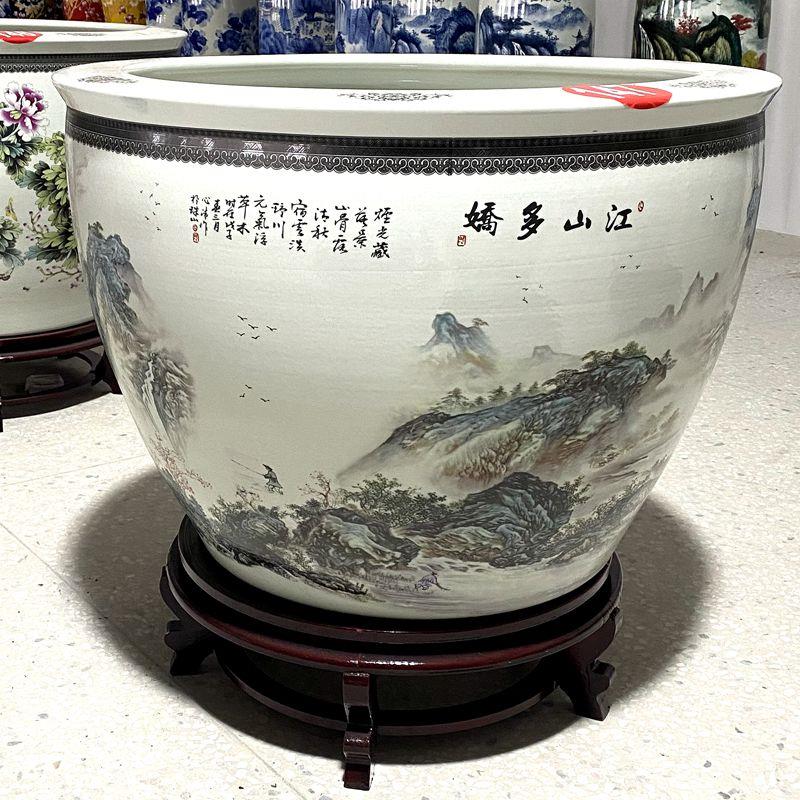 景德镇陶瓷鱼缸大号养金鱼缸客厅庭院睡莲碗莲荷花乌龟锦鲤书画缸
