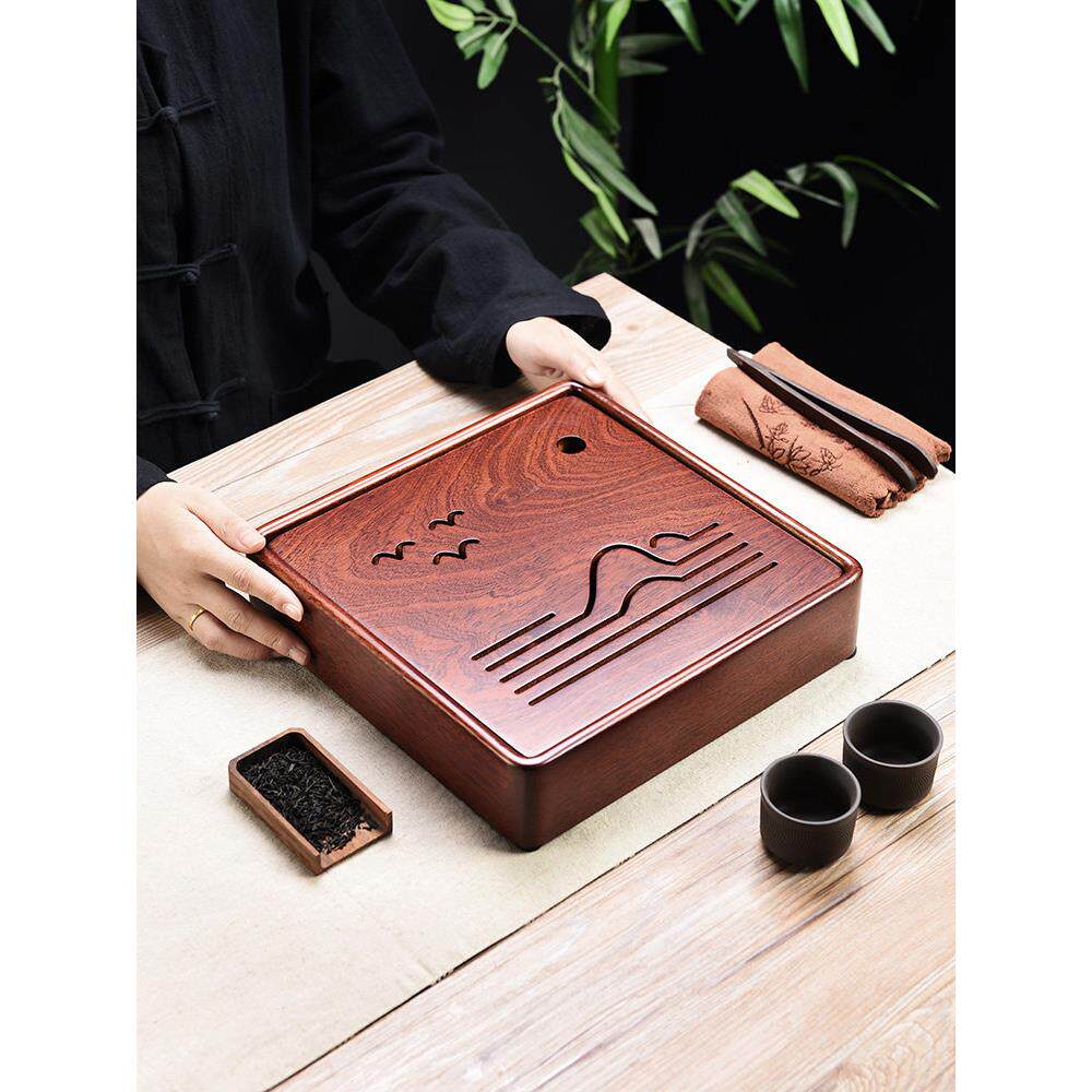 花梨木茶盘一体电木储水底盘实木小型茶台家用功夫茶具托盘茶海简