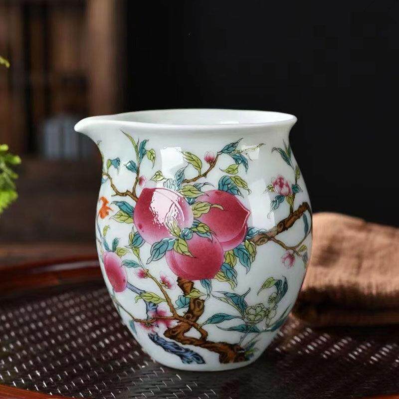 陶瓷公道杯白瓷大号手绘茶海青花瓷功夫茶具套装公杯分茶器配件