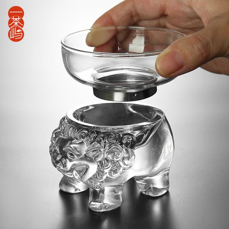 创意狮子玻璃茶滤器304不锈钢茶漏网功夫茶具配件茶隔茶叶过滤器