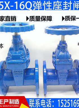 Z45X-16Q弹性座封闸阀弹性座封暗杆闸阀法兰软密封闸阀DN50 65 80