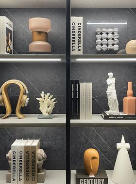 现代样板间家居软装饰品摆件玻璃树脂创意工艺品书房组合ZH3424