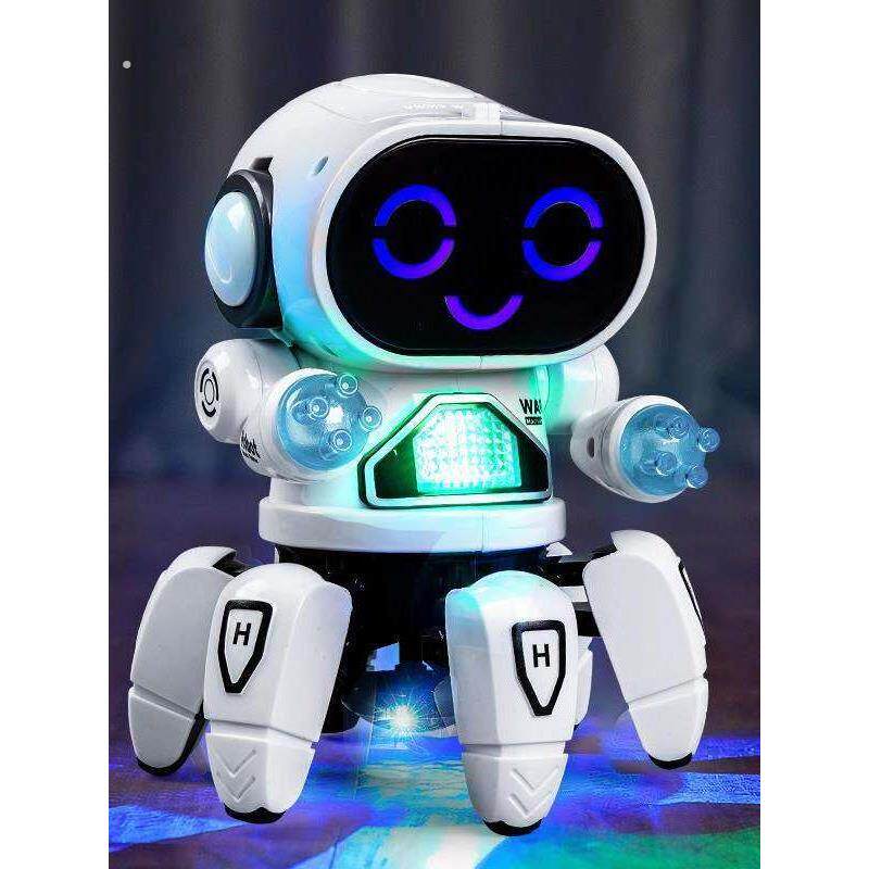 会唱歌跳舞抖音网红电动六爪智能机器人灯光音效摆地摊新年玩具